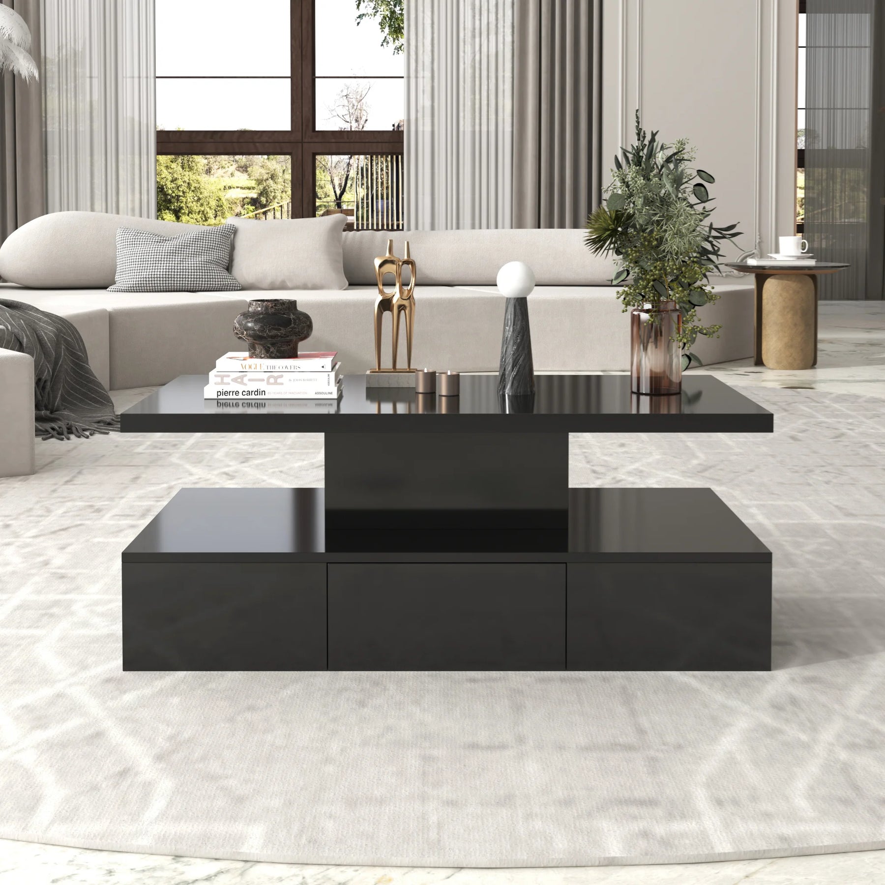 Table basse design noire brillante