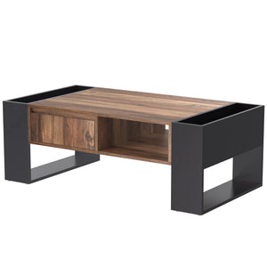 Table basse design bois nervuré anthracite