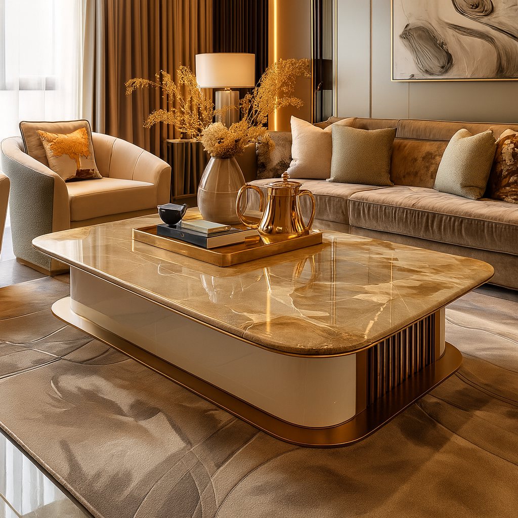 Table basse rectangulaire marbre luxe
