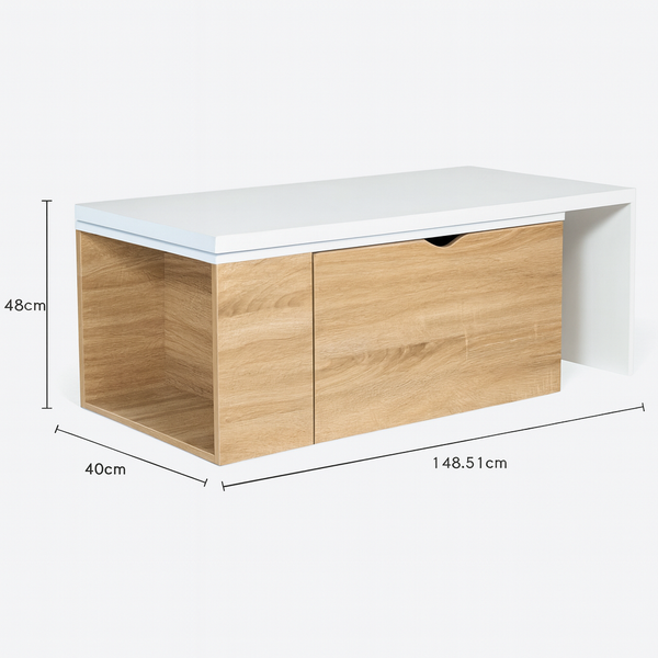 Table basse extensible bois blanc