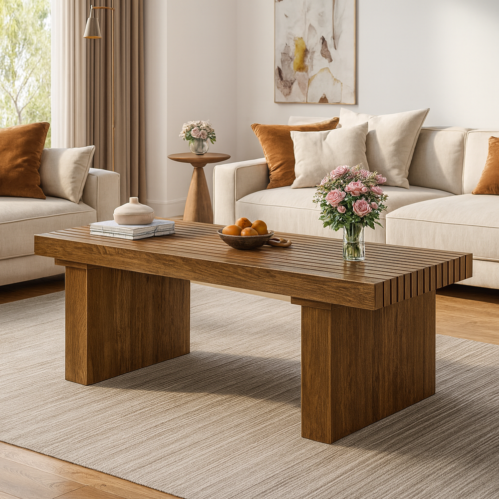 Table basse rectangulaire bois design