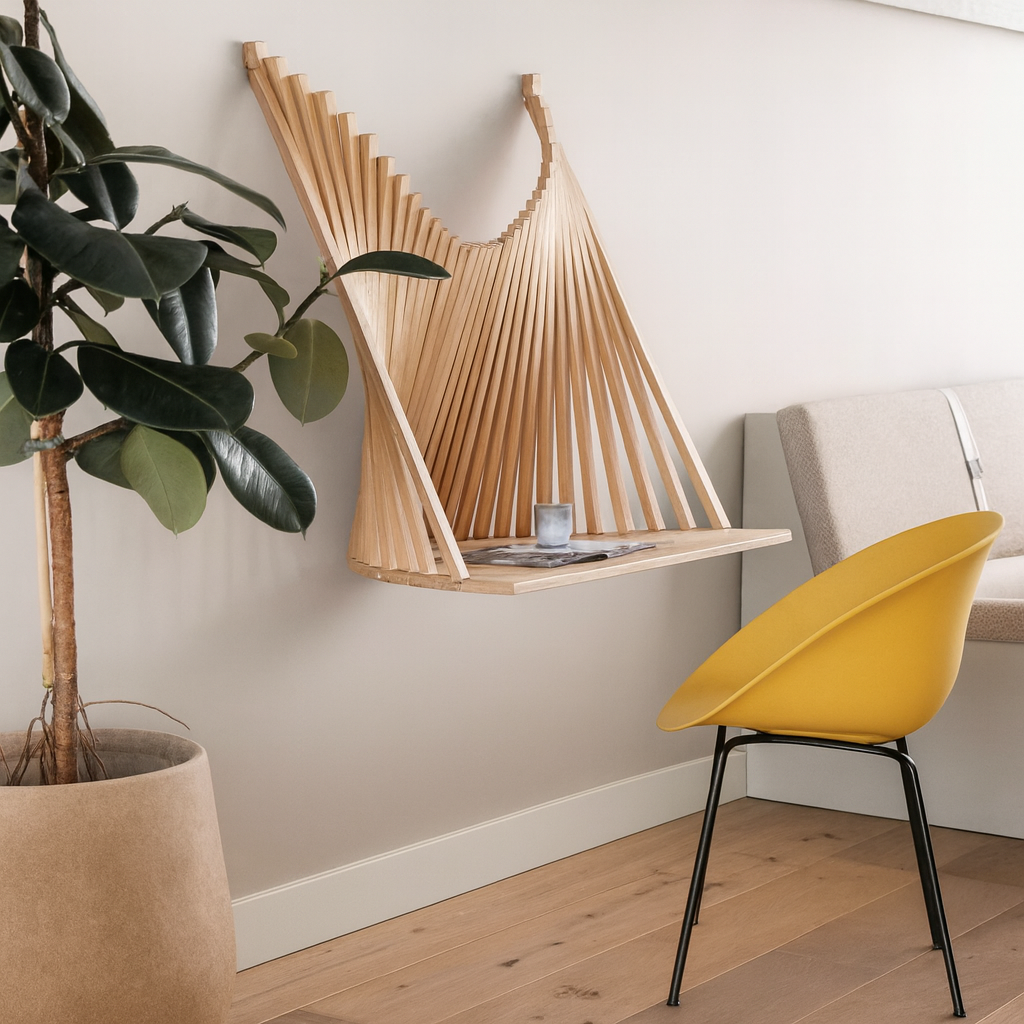 Table murale pliante bois massif design