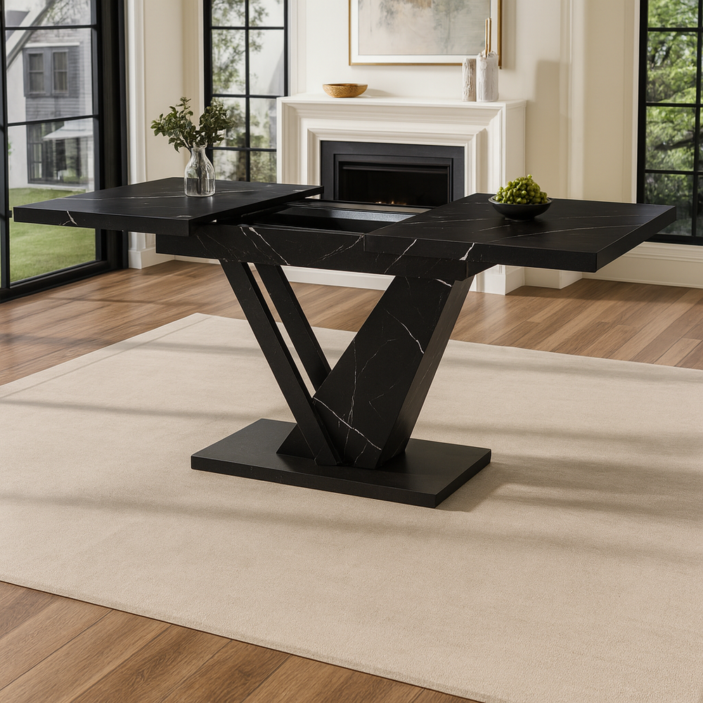 Table à manger extensible marbre noir
