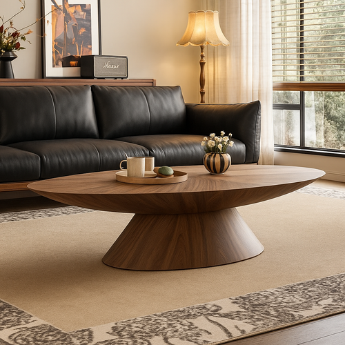 Table basse ovale noyer design nordique