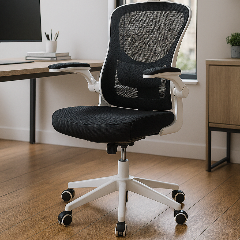 Chaise de bureau ergonomique noire blanche