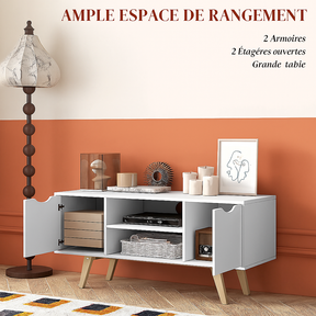 Meuble TV scandinave blanc bois