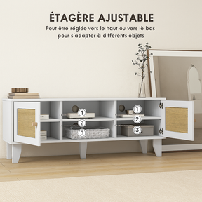 Meuble TV blanc cannage design