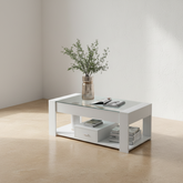 Table basse blanche verre chic