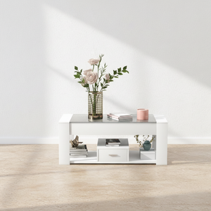 Chic white glass coffee table