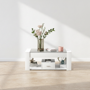 Table basse blanche verre chic