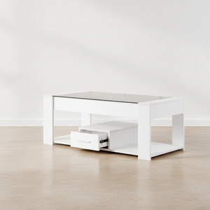 Chic white glass coffee table