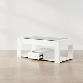 Table basse blanche verre chic