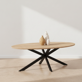 Table basse ovale industrielle bois