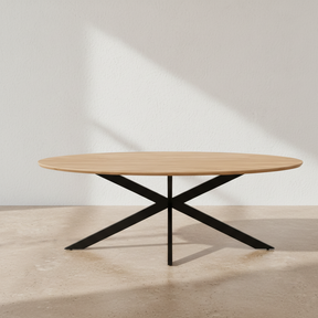 Table basse ovale industrielle bois