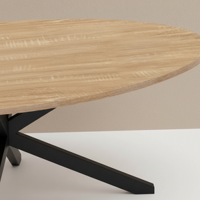 Table basse ovale industrielle bois