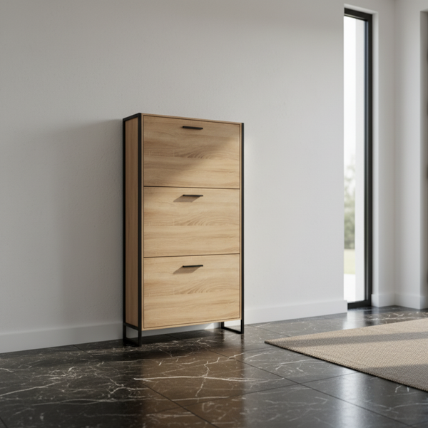 Industrial wooden shoe cabinet