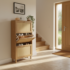 Meuble à chaussures cannage naturel