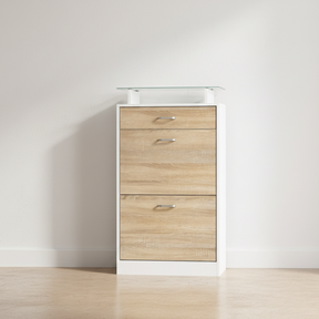 Meuble à chaussures blanc chêne