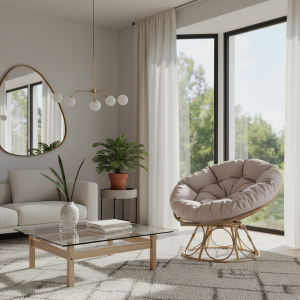 Fauteuil papasan rotatif rotin