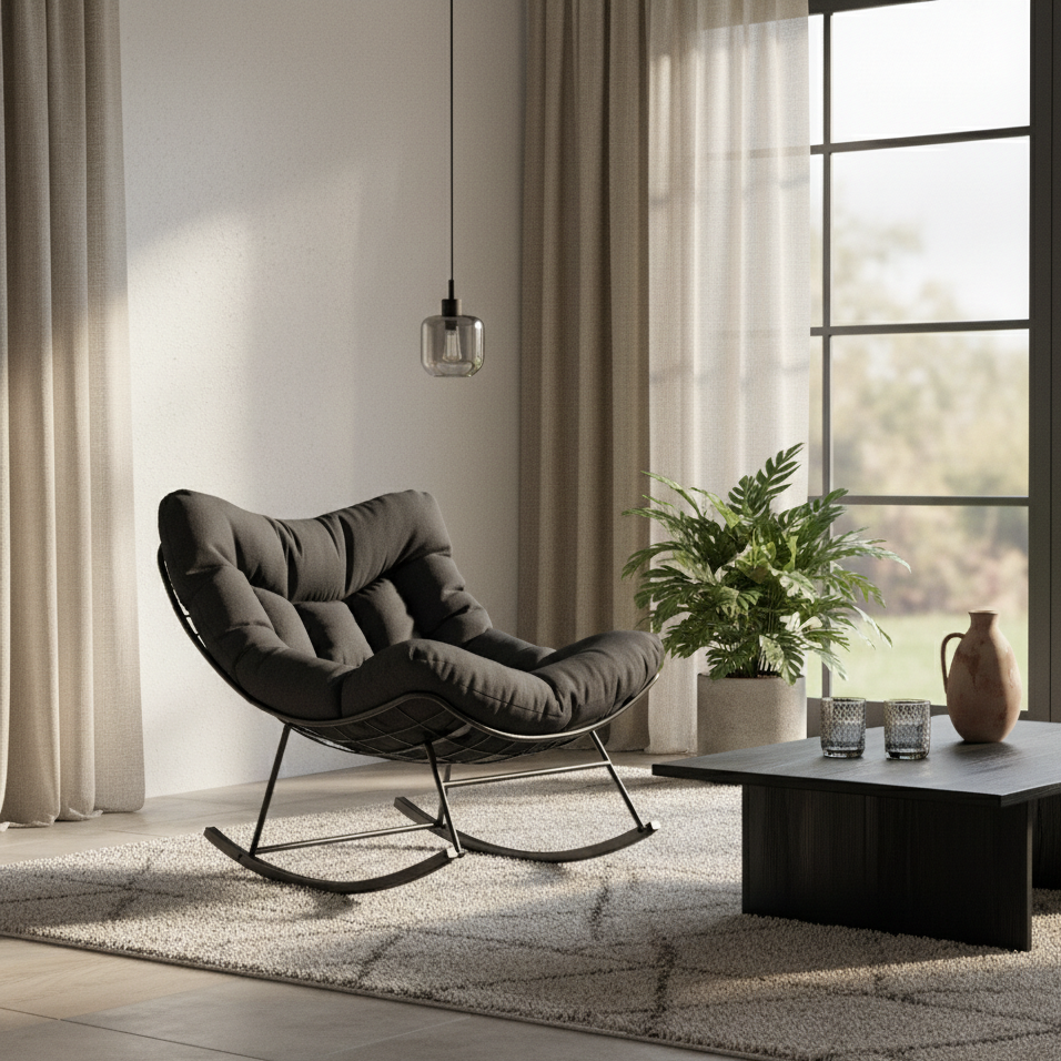 Fauteuil à bascule design rembourré