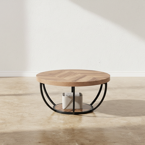 Table basse ronde bois et métal design