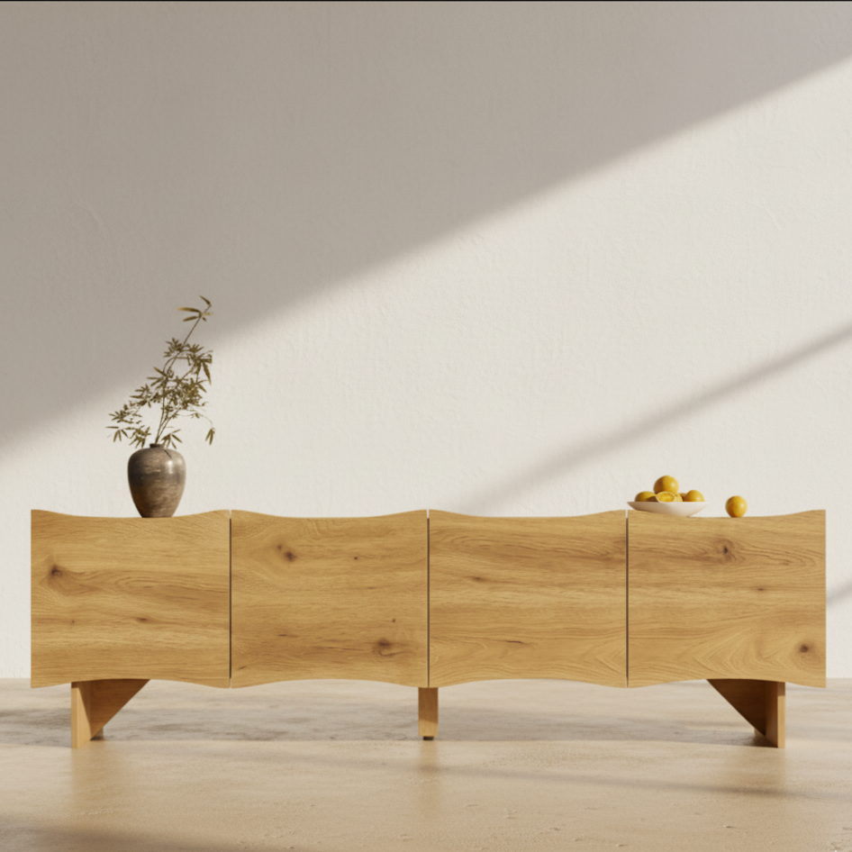 Meuble TV bois moderne ondulé