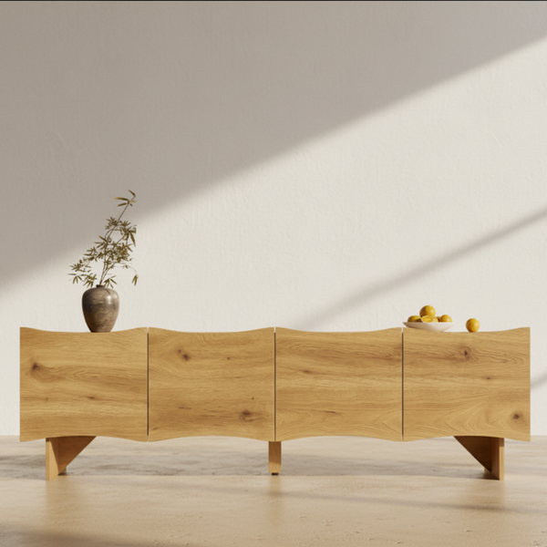 Moderner TV-Ständer aus Wellholz