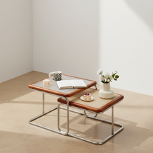 Table basse carrée rotin verre