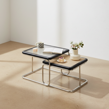 Table basse carrée rotin verre