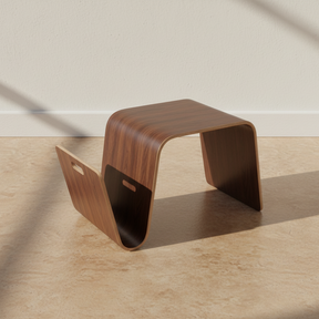 Table basse design N minimaliste bois courbé