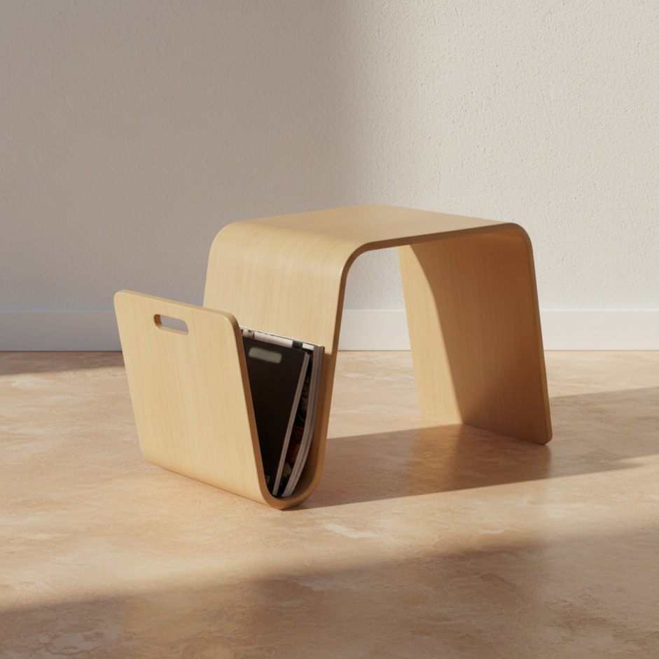 Table basse design N minimaliste bois courbé