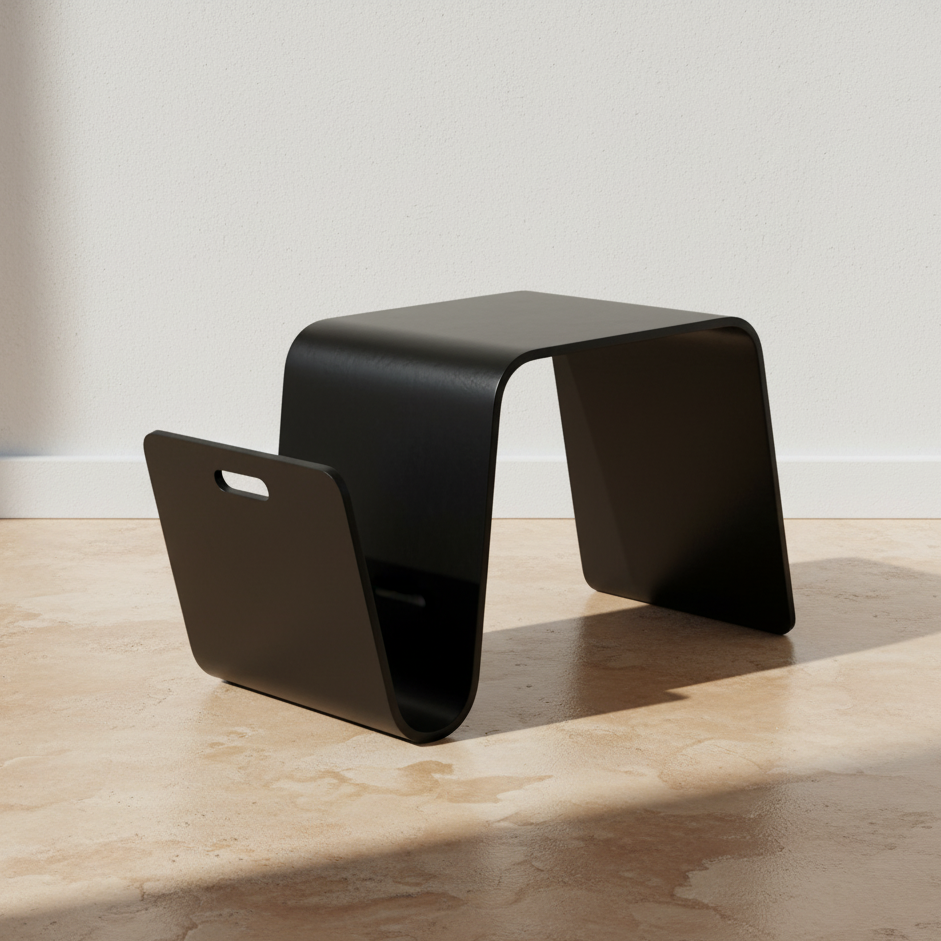 Table basse design N minimaliste bois courbé