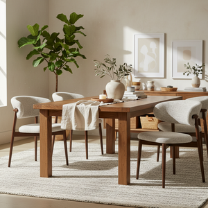 Moderner skandinavischer Stuhl aus Holz und Leinen