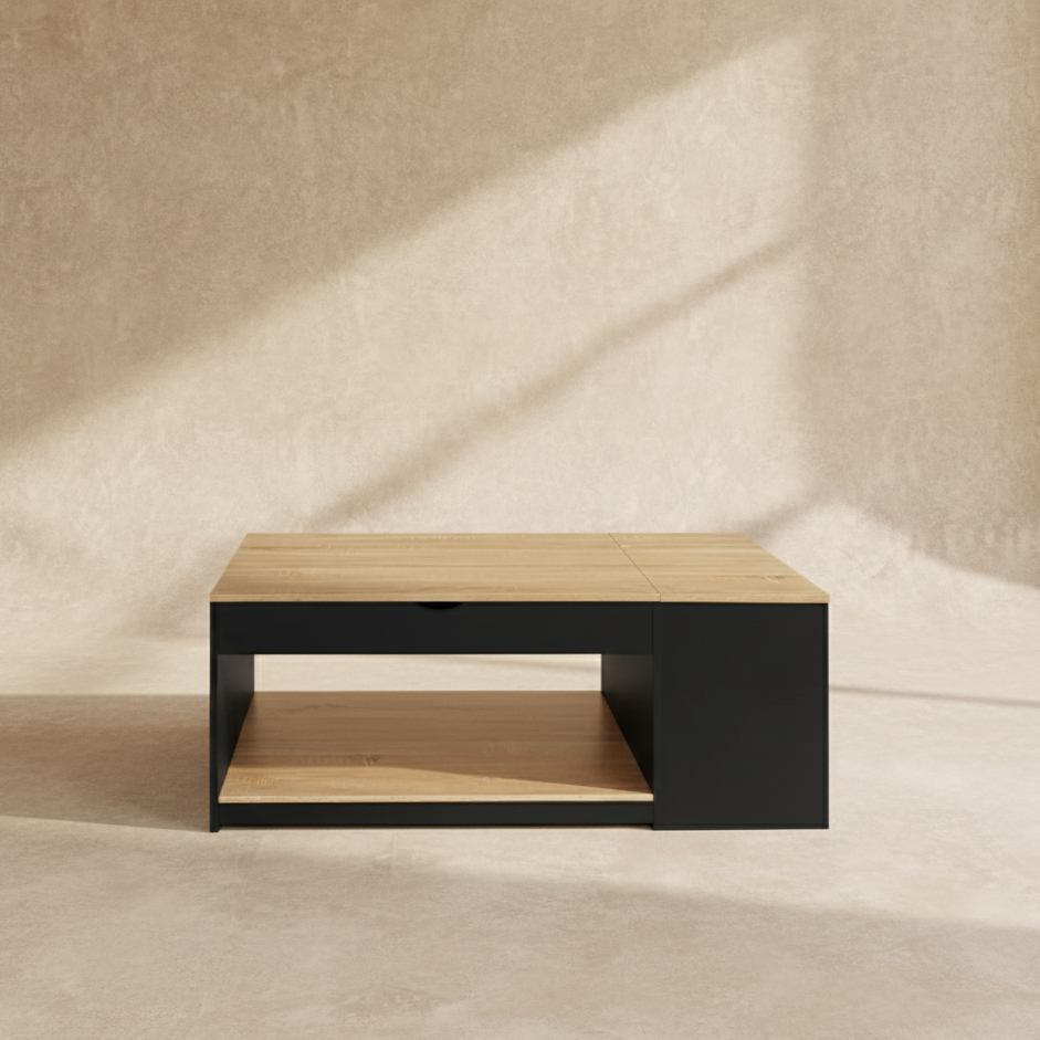 Table basse relevable bois noir
