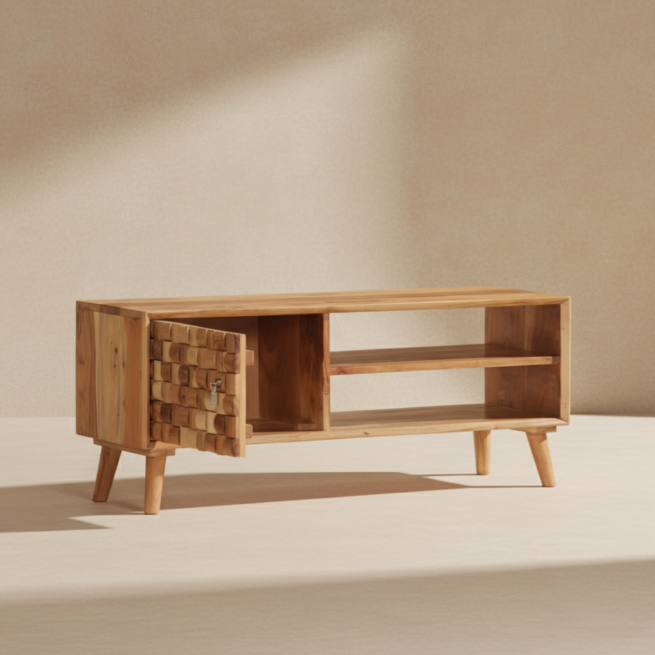 Meuble TV bois acacia naturel