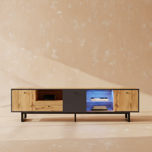 Meuble TV industriel bois et LED