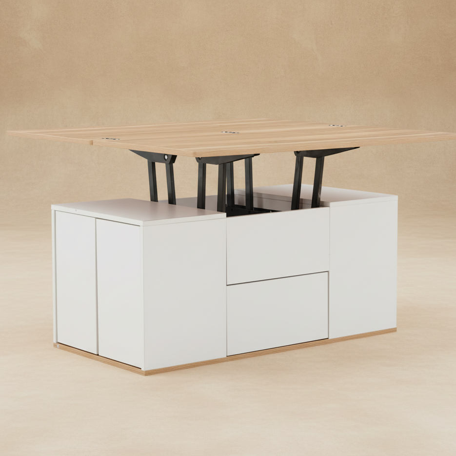 Table basse modulable blanc bois