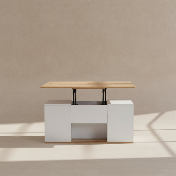 Table basse modulable blanc bois