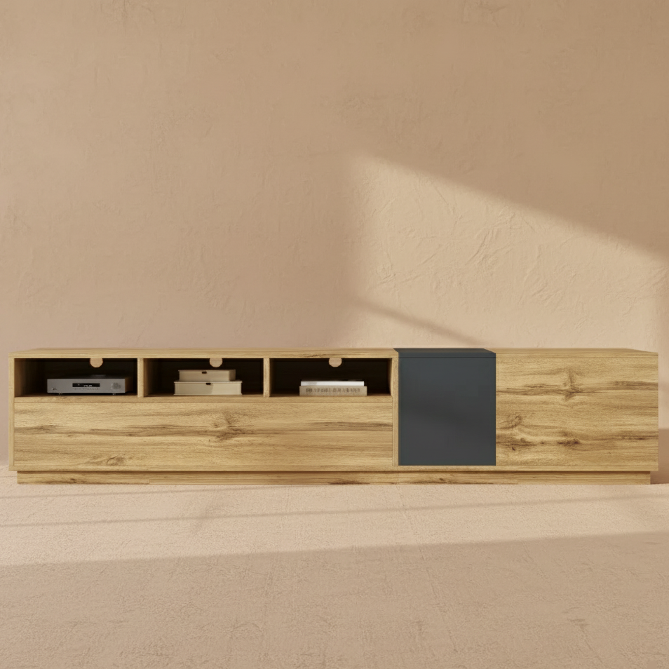 Meuble TV moderne bois et noir marocain