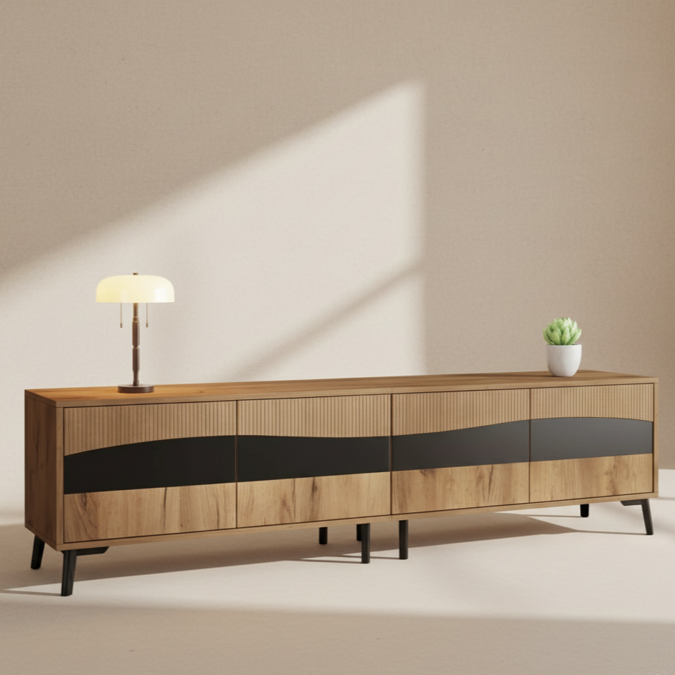 Meuble TV bois et noir design