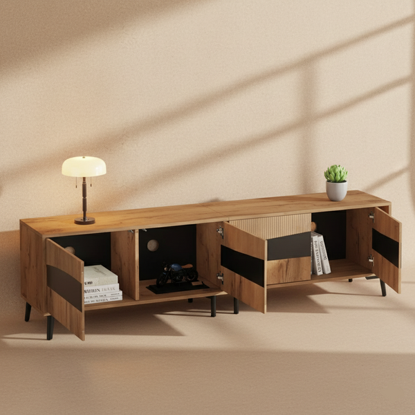 Meuble TV bois et noir design