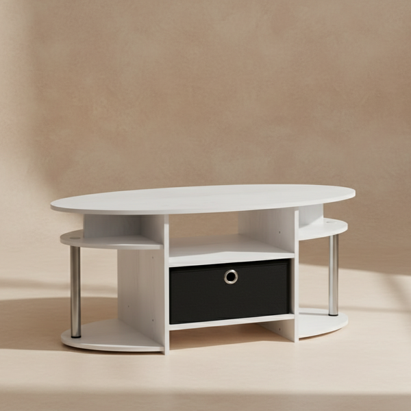 Table basse ovale moderne chêne blanc