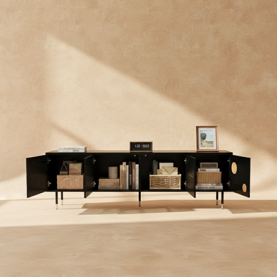 Meuble TV noir doré design moderne