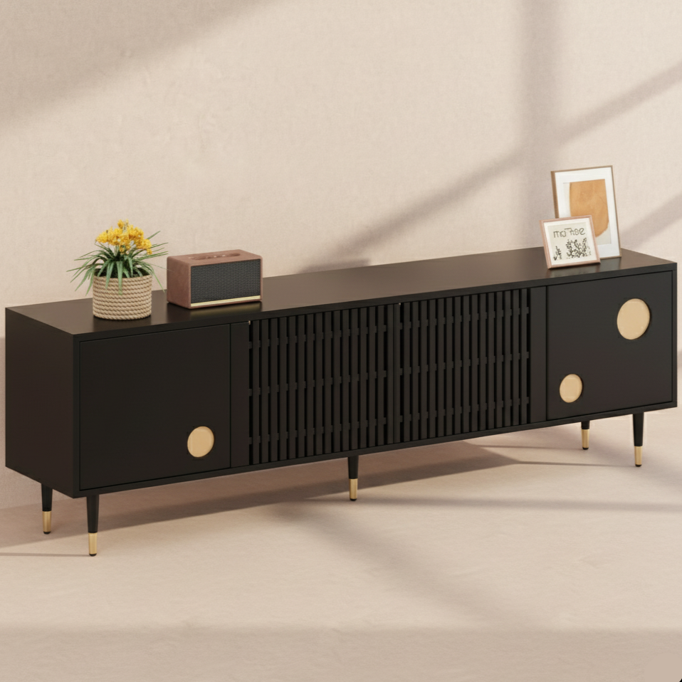 Meuble TV noir doré design moderne