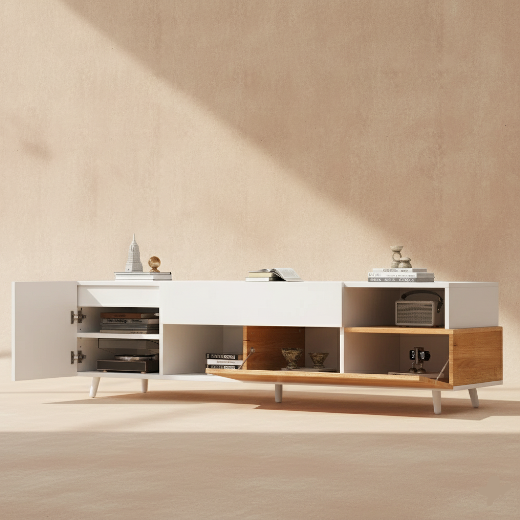 Meuble TV blanc bois design moderne