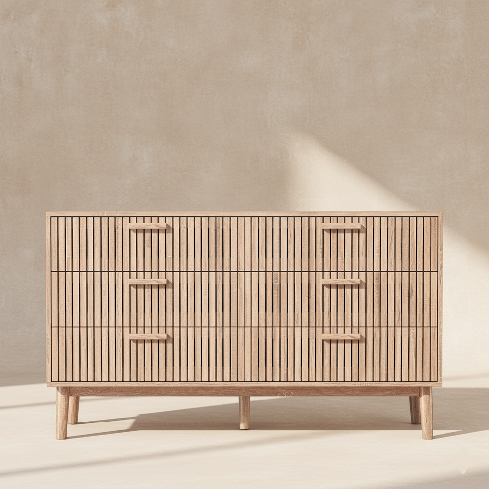 Commode 6 tiroirs bois naturel moderne