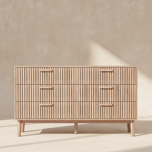 Commode 6 tiroirs bois naturel moderne