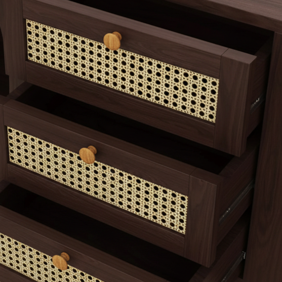 Buffet bois et rotin moderne