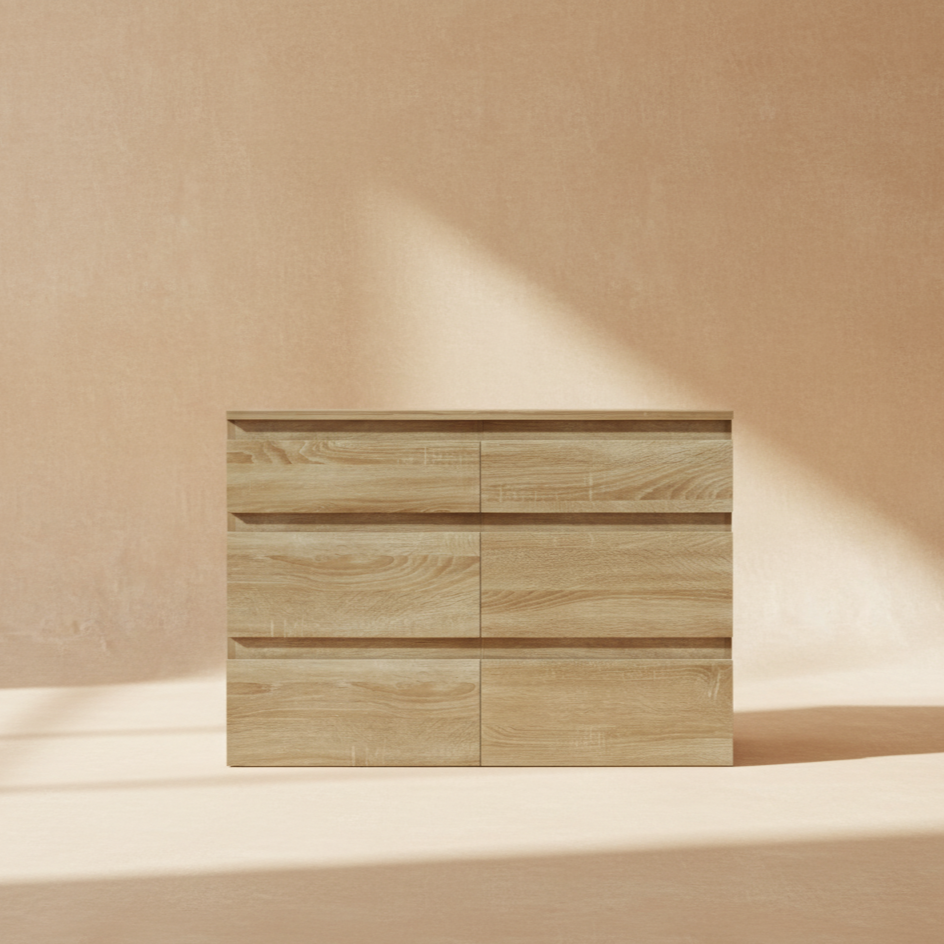 Commode 6 tiroirs bois clair contemporain