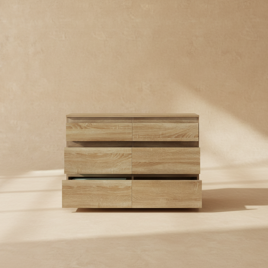Commode 6 tiroirs bois clair contemporain